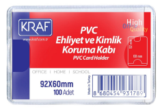 KRAF KART POŞETİ PVC   92x60mm EHLİYET & KİMLİK 100 LÜ