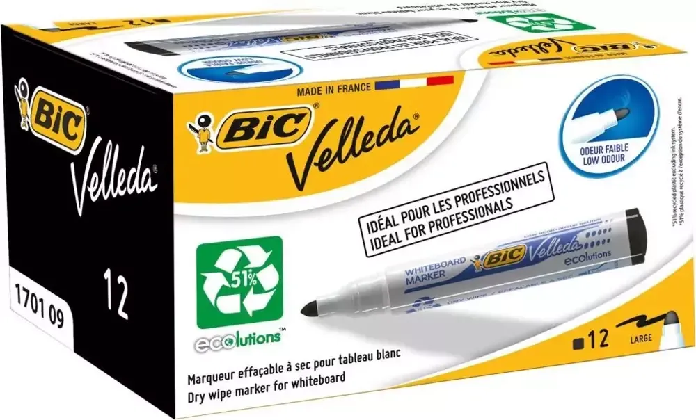 Bic Beyaz Tahta Kalemi Siyah Velleda Eco 1701 12Li - 904937