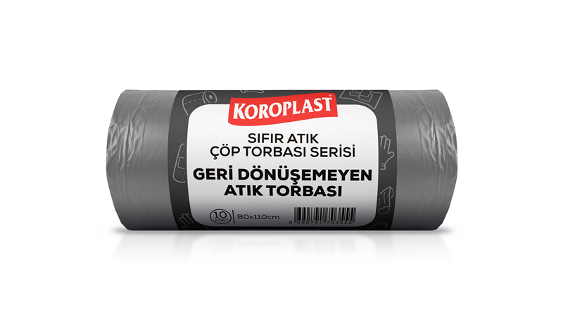 KOROPLAST ÇÖP TORBASI SIFIR ATIK GERİ DÖNÜŞEMEYEN ATIKLARI KOYU GRİ JUMBO 80x110 440 GR 10 LU 27 MİC. ST01500536