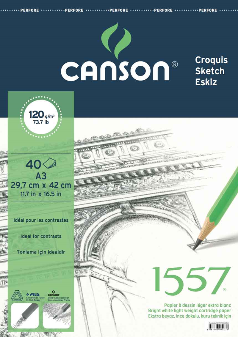 CANSON RESİM VE ÇİZİM BLOĞU 1557 A3 120 GR 40 YP FCNS12040A3US