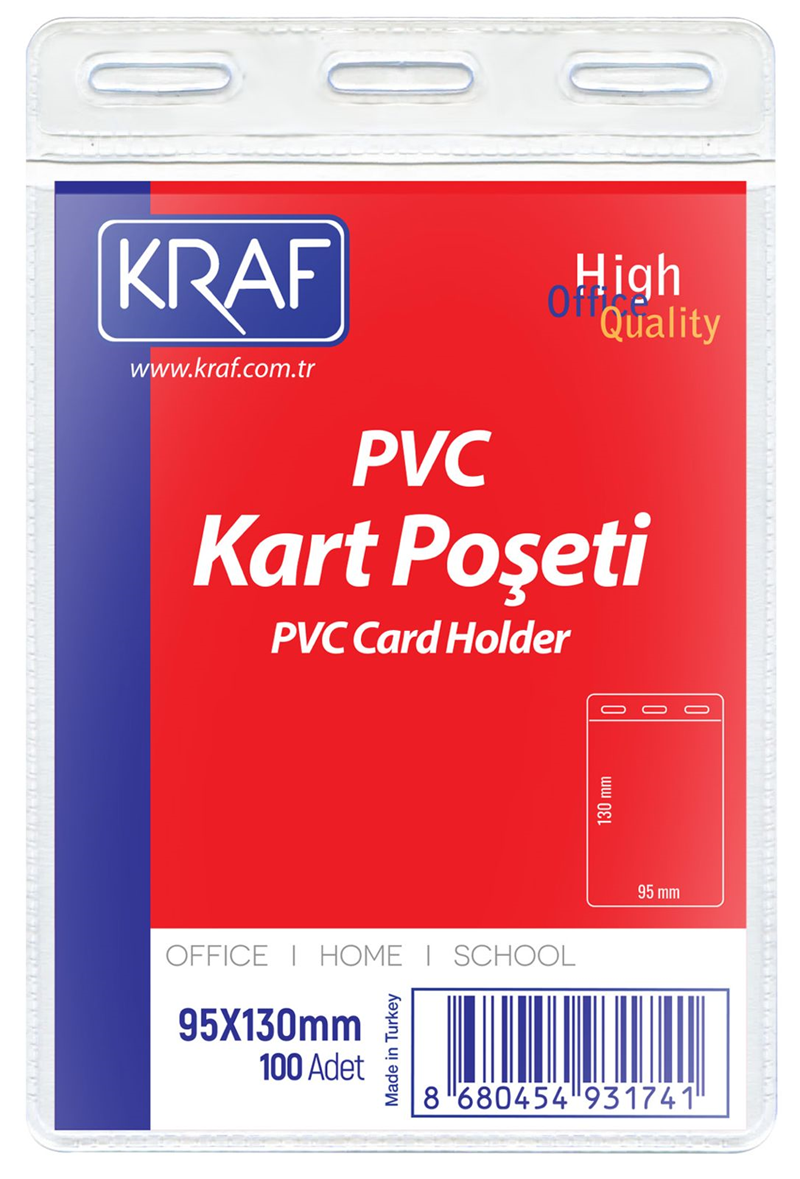 KRAF KART POŞETİ PVC   95x130mm 100 LÜ
