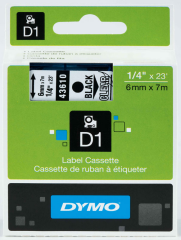 DYMO ŞERİT D1 6MM x 7MT ŞEFFAF/SİYAH 0720770 43610