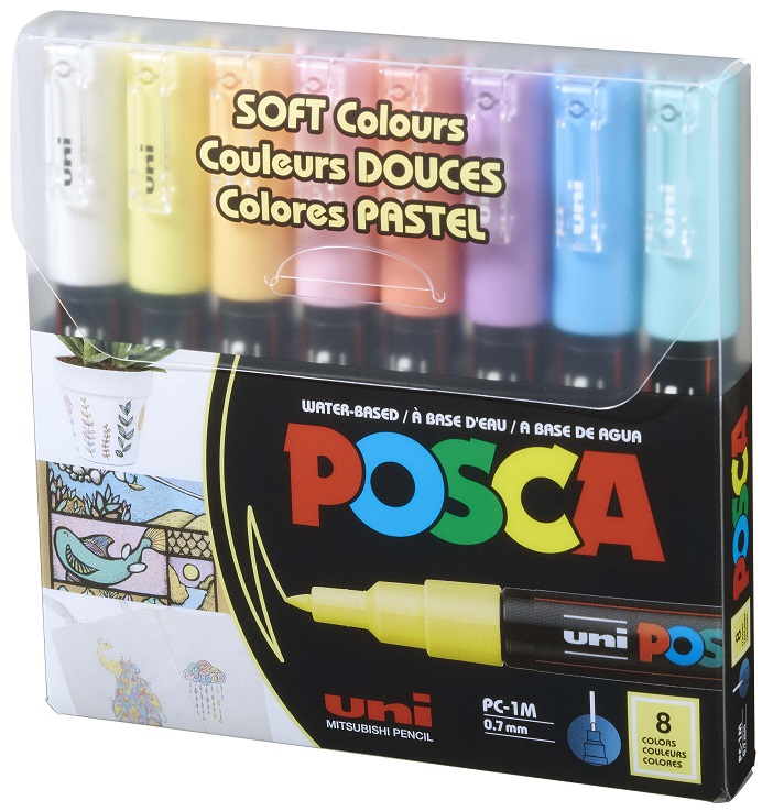 UNİ POSTER MARKÖRÜ POSCA SET PC-1M/8C SC SOFT RENK 8 Lİ