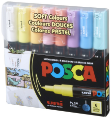UNİ POSTER MARKÖRÜ POSCA SET PC-1M/8C SC SOFT RENK 8 Lİ