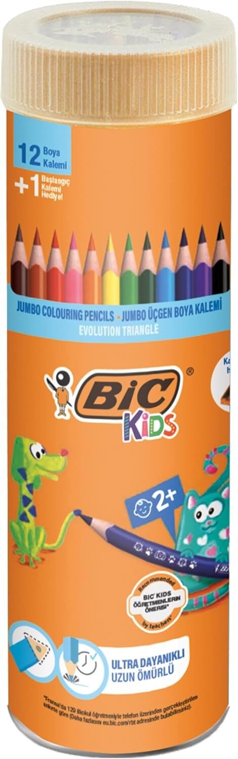 Bic Kuru Boya Evolution Üçgen Jumbo 12+1 Li Tüp 958192